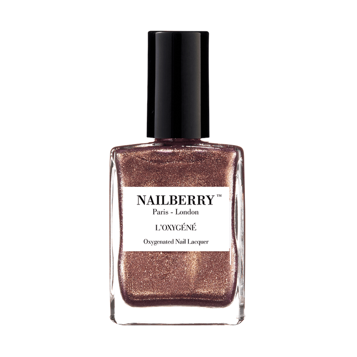 Nailberry nail polish bottle Pink Sand against white background.