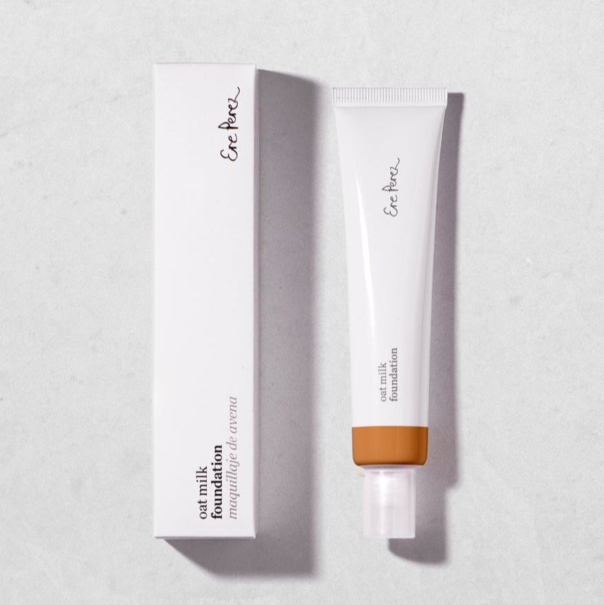 Oat Milk Foundation tube and packaging by Ere Perez in the color Mocha. North Glow