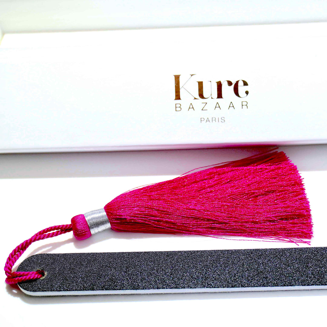 Pompom Nail File Silver-Fuchsia/ Glitzer Nagelfeile Silber North Glow