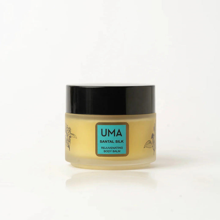 UMA Santal Body Balm screw-top jar stands against a white background.