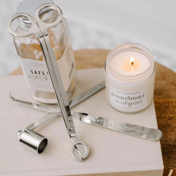 Silver Candle Care Kit - Decorative set for trimming and caring for candles.
