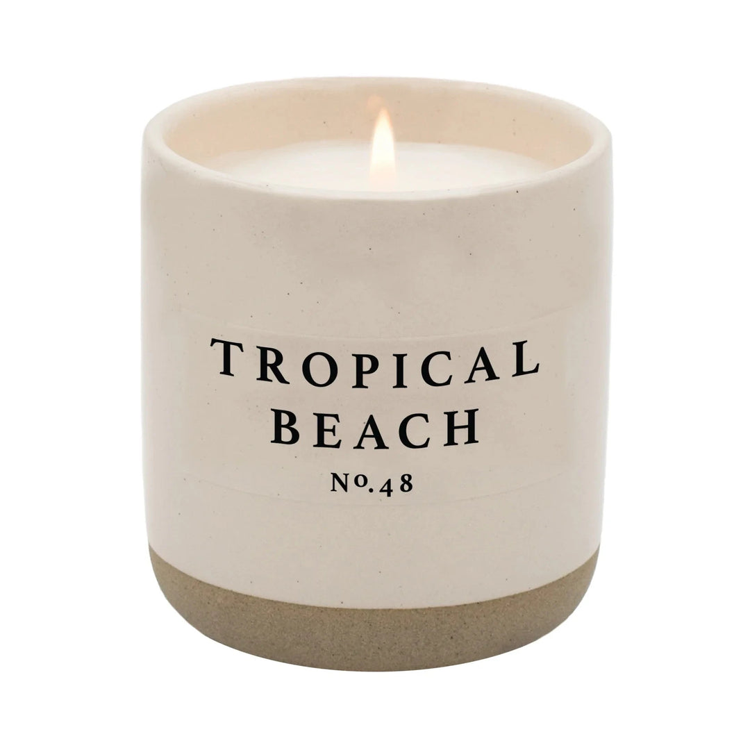 Soy wax candle "Tropical Beach" in cream stoneware jar North Glow