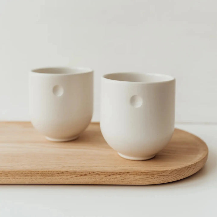 Stylish coffee and tea mug ceramic resting point - warm white