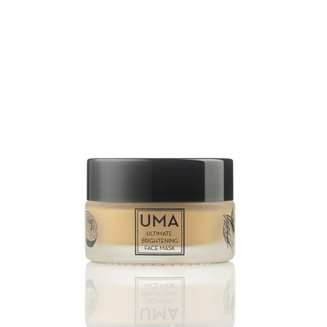 UMA Ultimate Brightening Face Mask screw-top jar with black lid small size.